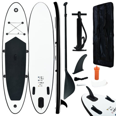 Dealsmate  Inflatable Stand up Paddle Board Set Black and White