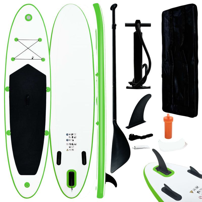Dealsmate  Inflatable Stand Up Paddle Board Set Green and White