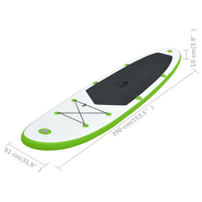Dealsmate  Inflatable Stand Up Paddle Board Set Green and White