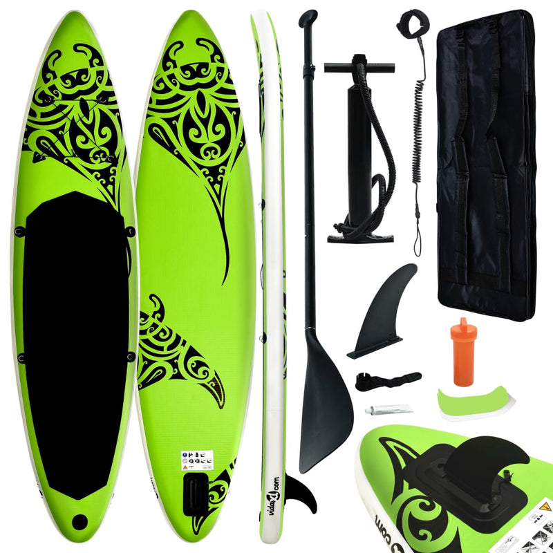 Dealsmate  Inflatable Stand Up Paddleboard Set 305x76x15 cm Green