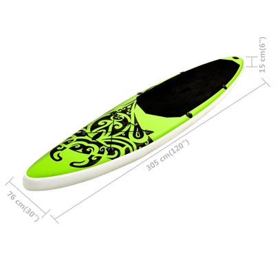 Dealsmate  Inflatable Stand Up Paddleboard Set 305x76x15 cm Green