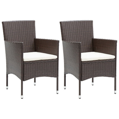 Dealsmate  Garden Dining Chairs 2 pcs Poly Rattan Brown