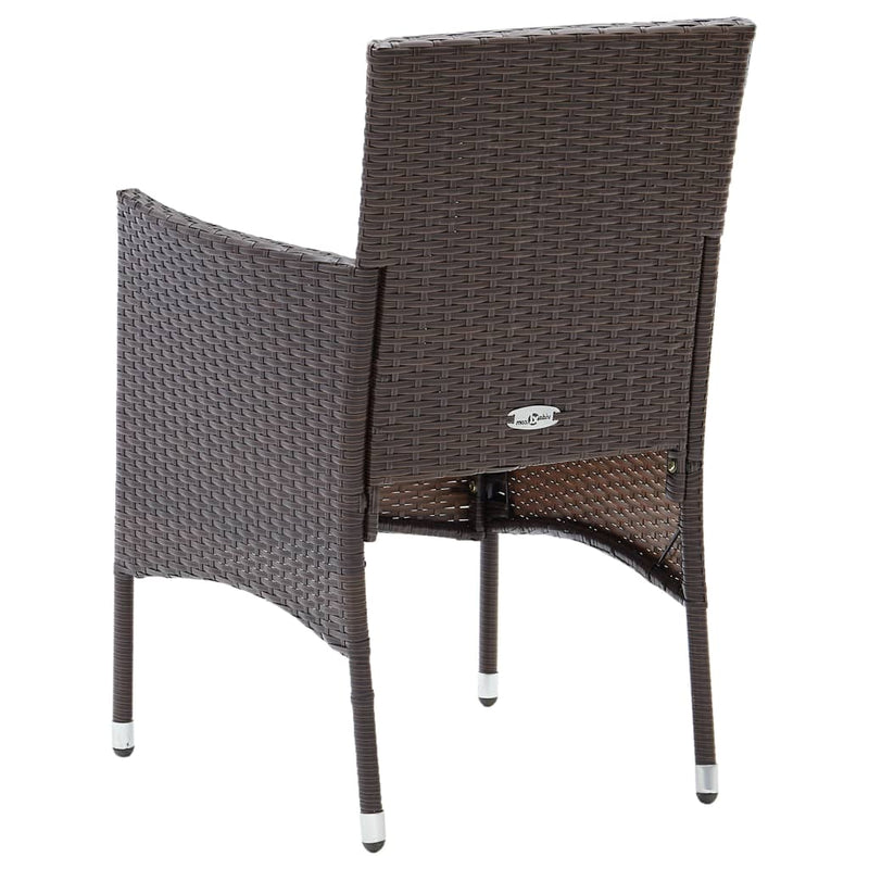 Dealsmate  Garden Dining Chairs 2 pcs Poly Rattan Brown