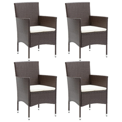 Dealsmate  Garden Dining Chairs 4 pcs Poly Rattan Brown