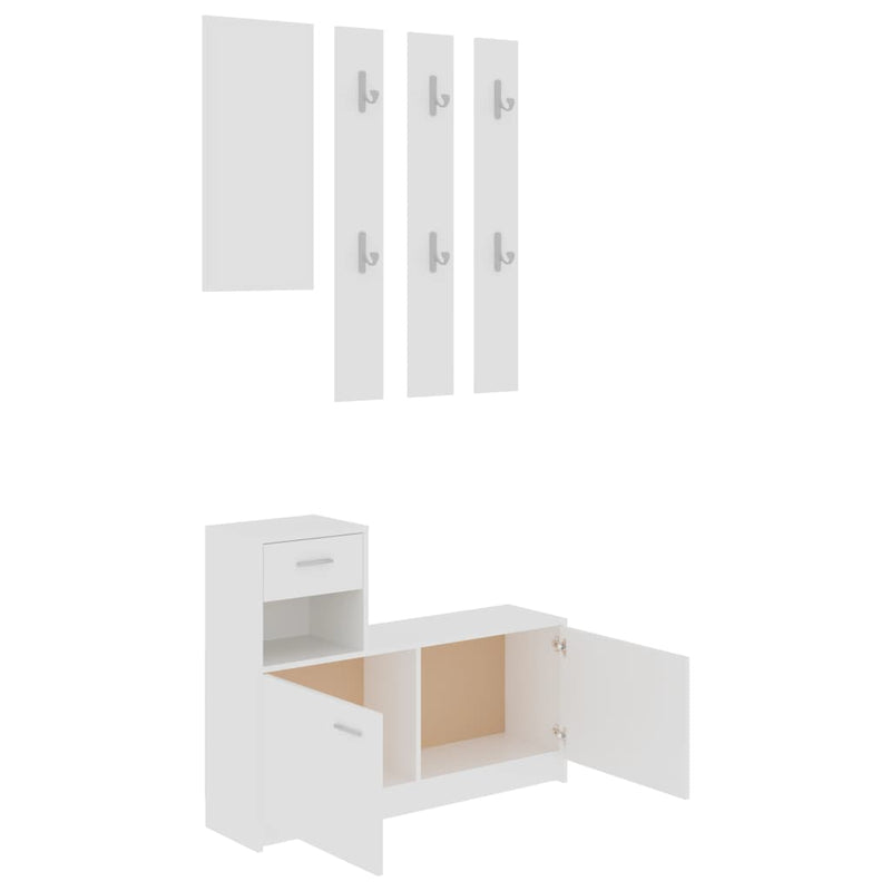 Dealsmate  Hallway Furniture Set White Chipboard