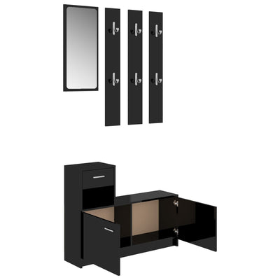 Dealsmate  Hallway Furniture Set High Gloss Black Chipboard