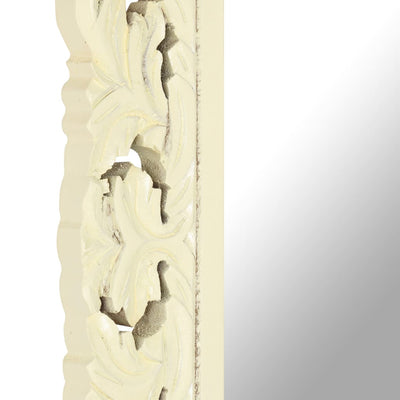 Dealsmate  Hand Carved Mirror White 80x50 cm Solid Mango Wood