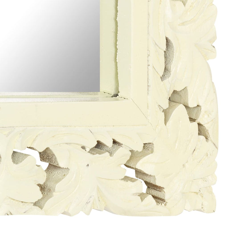 Dealsmate  Hand Carved Mirror White 110x50 cm Solid Mango Wood