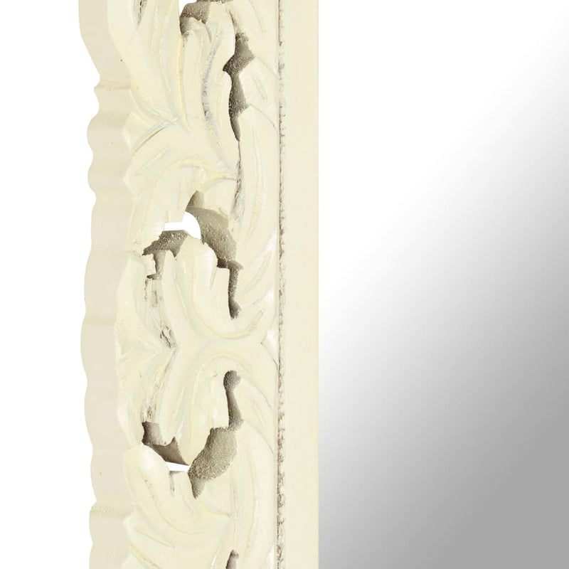 Dealsmate  Hand Carved Mirror White 110x50 cm Solid Mango Wood