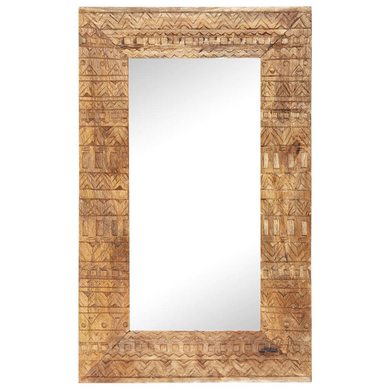 Dealsmate  Hand-Carved Mirror 80x50x11 cm Solid Mango Wood