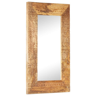 Dealsmate  Hand-Carved Mirror 80x50x11 cm Solid Mango Wood