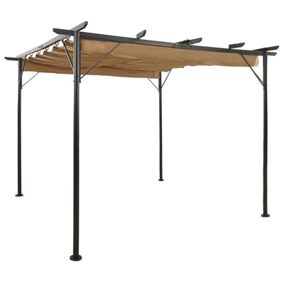 Dealsmate  Pergola with Retractable Roof Taupe 3x3 m Steel 180 g/m²