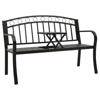 Dealsmate  Garden Bench with a Table 125 cm Steel Black