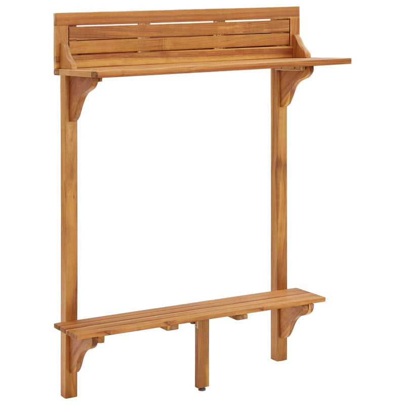 Dealsmate  Balcony Bar Table 90x37x122.5 cm Solid Acacia Wood