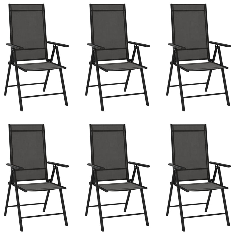 Dealsmate  Folding Garden Chairs 6 pcs Textilene Black