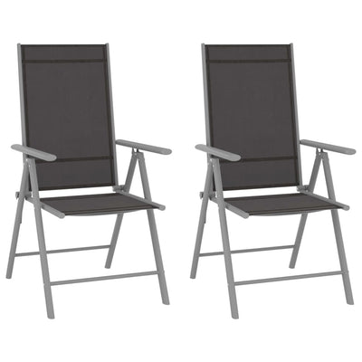 Dealsmate  Folding Garden Chairs 2 pcs Textilene Black