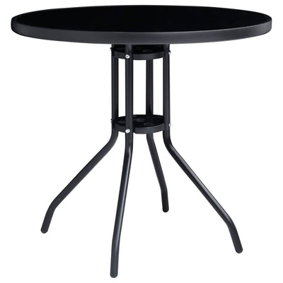 Dealsmate  Garden Table Black 80 cm Steel and Glass
