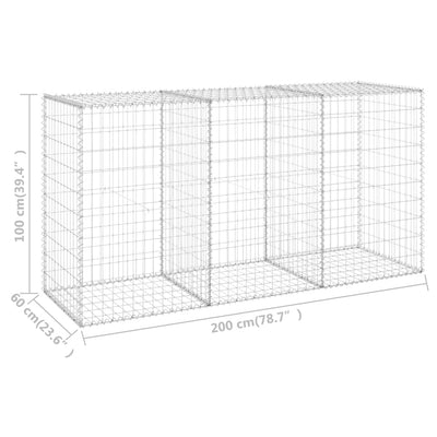 Dealsmate  Gabion Wall with Covers Galvanised Steel 200x60x100 cm