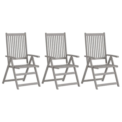 Dealsmate  Garden Reclining Chairs 3 pcs Grey Solid Wood Acacia