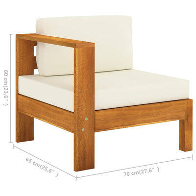 Dealsmate  Middle Sofa with 1 Armrest Cream White Solid Acacia Wood