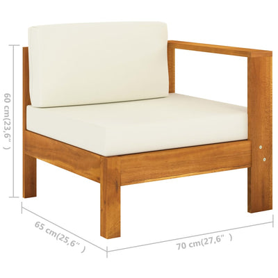 Dealsmate  Middle Sofa with 1 Armrest Cream White Solid Acacia Wood