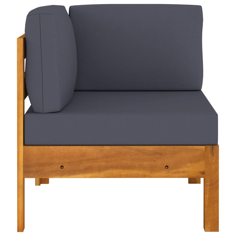 Dealsmate  Corner Sofa with Dark Grey Cushions Solid Acacia Wood