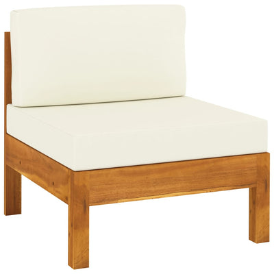 Dealsmate  Middle Sofa with Cream White Cushions Solid Acacia Wood