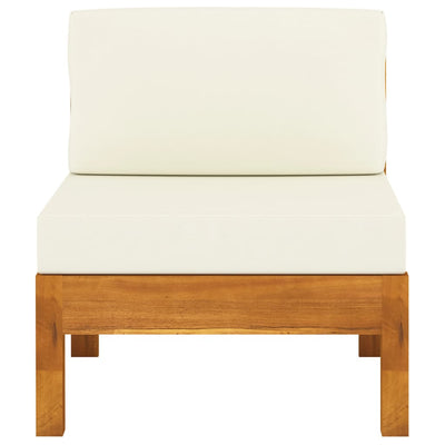 Dealsmate  Middle Sofa with Cream White Cushions Solid Acacia Wood