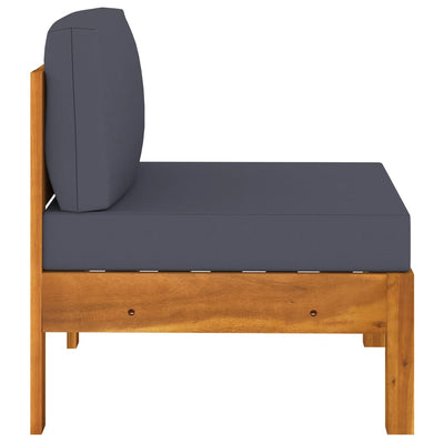Dealsmate  Middle Sofa with Dark Grey Cushions Solid Acacia Wood