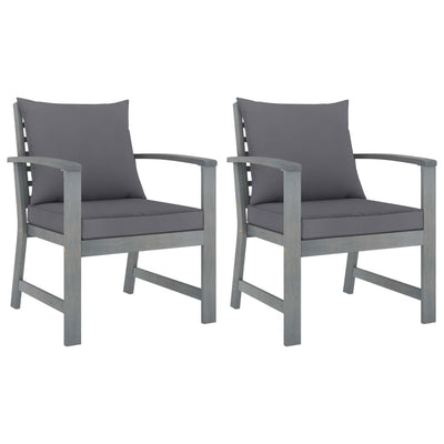 Dealsmate  Garden Chairs 2 pcs with Dark Grey Cushions Solid Acacia Wood