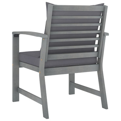 Dealsmate  Garden Chairs 2 pcs with Dark Grey Cushions Solid Acacia Wood