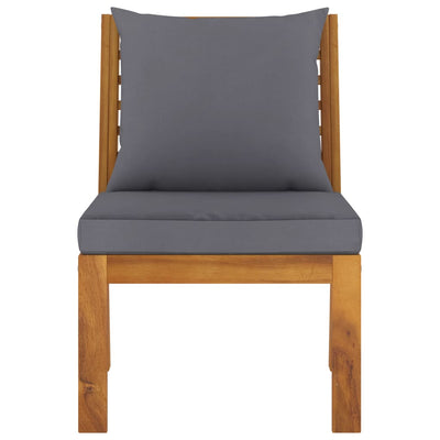 Dealsmate  3 Piece Garden Lounge Set with Dark Grey Cushion Solid Acacia Wood