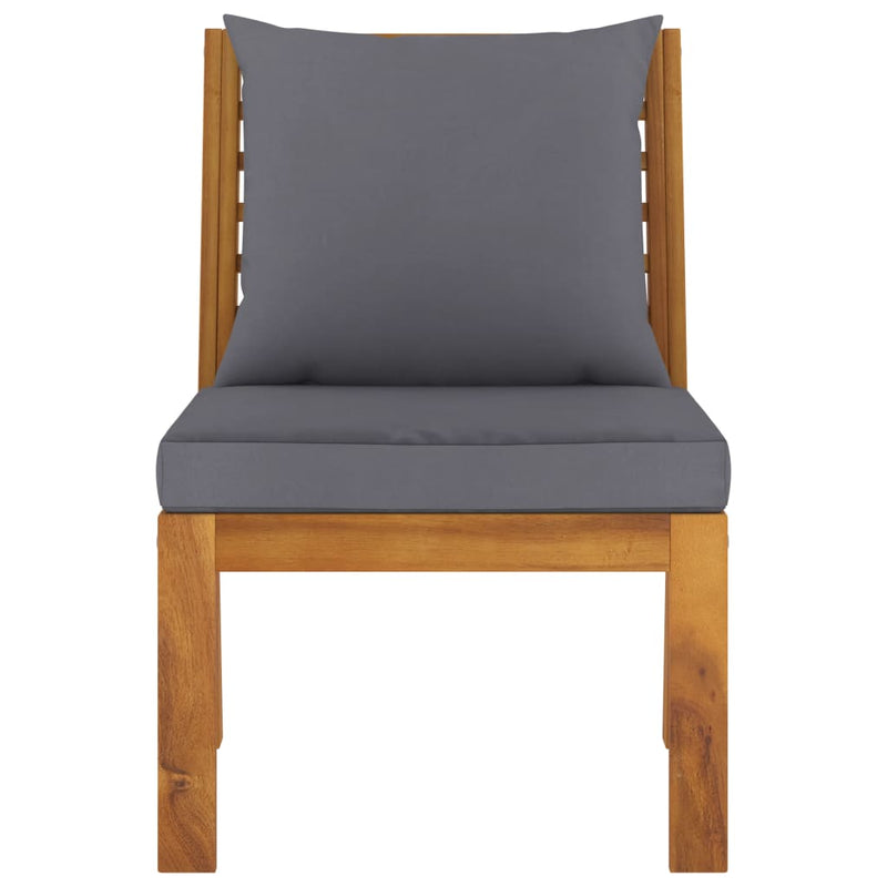 Dealsmate  3 Piece Garden Lounge Set with Dark Grey Cushion Solid Acacia Wood