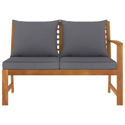 Dealsmate  Garden Bench 114.5 cm with Dark Grey Cushion Solid Acacia Wood