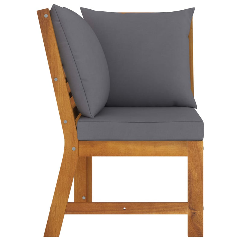 Dealsmate  Sectional Corner Sofa with Dark Grey Cushion Solid Acacia Wood