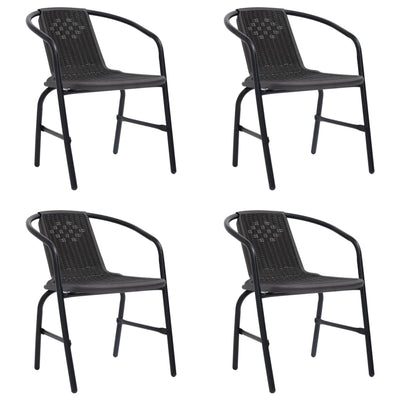Dealsmate  Garden Chairs 4 pcs Plastic Rattan and Steel 110 kg