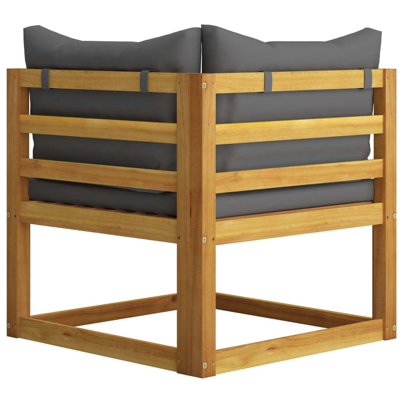 Dealsmate  2 Piece Sofa Set with Dark Grey Cushions Solid Acacia Wood