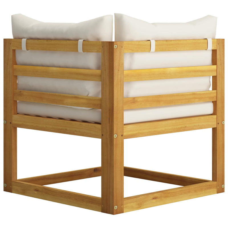 Dealsmate  2 Piece Sofa Set with Cream White Cushions Solid Acacia Wood