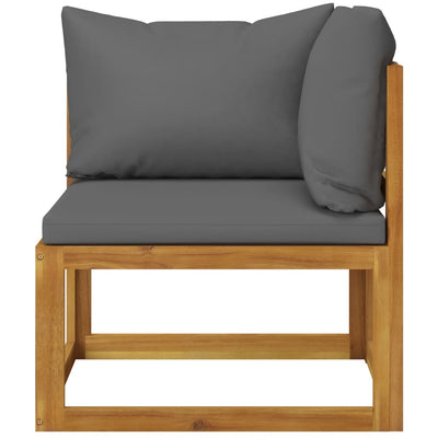 Dealsmate  Sectional Corner Sofa & Dark Grey Cushion Solid Acacia Wood