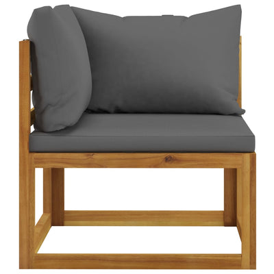 Dealsmate  Sectional Corner Sofa & Dark Grey Cushion Solid Acacia Wood