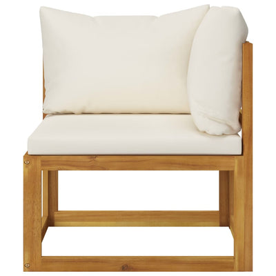 Dealsmate  Sectional Corner Sofa & Cream White Cushion Solid Acacia Wood