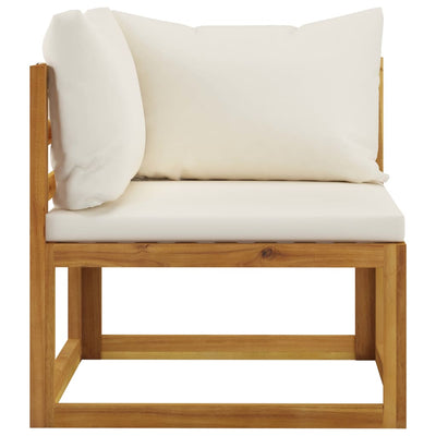 Dealsmate  Sectional Corner Sofa & Cream White Cushion Solid Acacia Wood