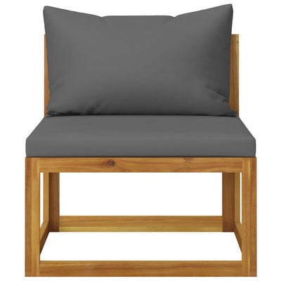 Dealsmate  Sectional Middle Sofa & Dark Grey Cushion Solid Acacia Wood