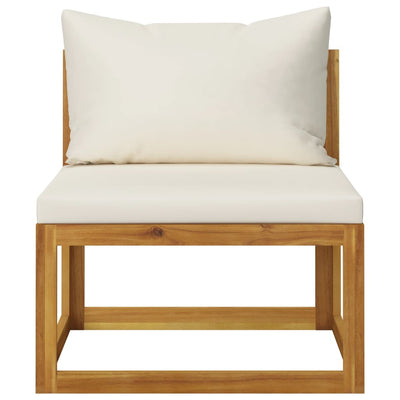 Dealsmate  Sectional Middle Sofa & Cream White Cushion Solid Acacia Wood