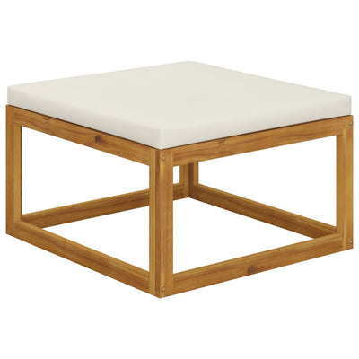 Dealsmate  Footrest with Cream White Cushion Solid Acacia Wood