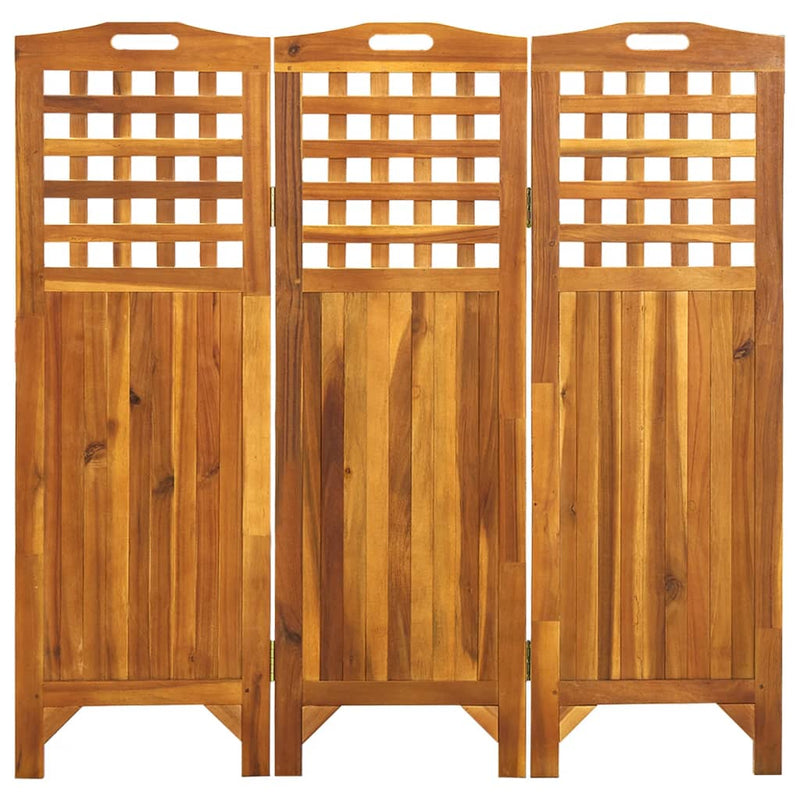 Dealsmate  3-Panel Room Divider 121x2x120 cm Solid Acacia Wood
