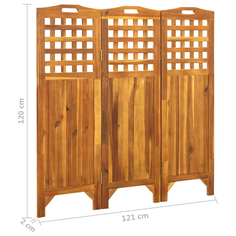 Dealsmate  3-Panel Room Divider 121x2x120 cm Solid Acacia Wood
