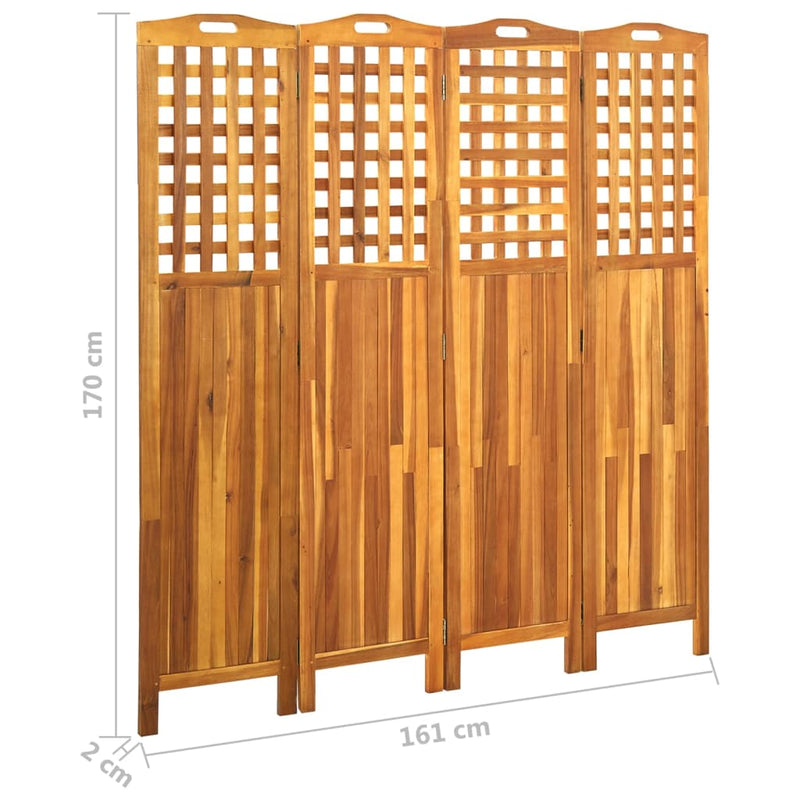 Dealsmate  4-Panel Room Divider 161x2x170 cm Solid Acacia Wood