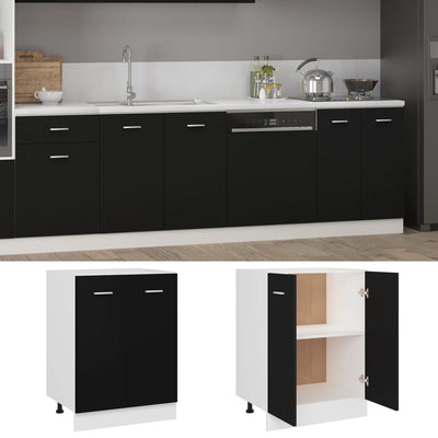 Dealsmate  Bottom Cabinet Black 60x46x81.5 cm Engineered Wood