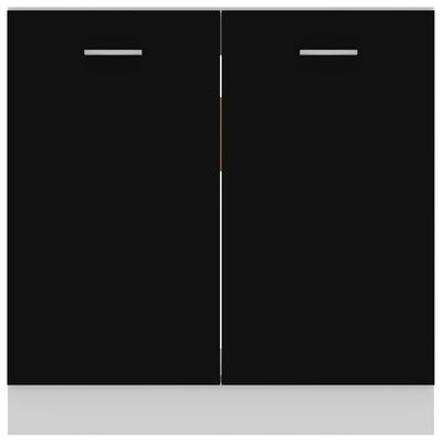 Dealsmate  Sink Bottom Cabinet Black 80x46x81.5 cm Engineered Wood